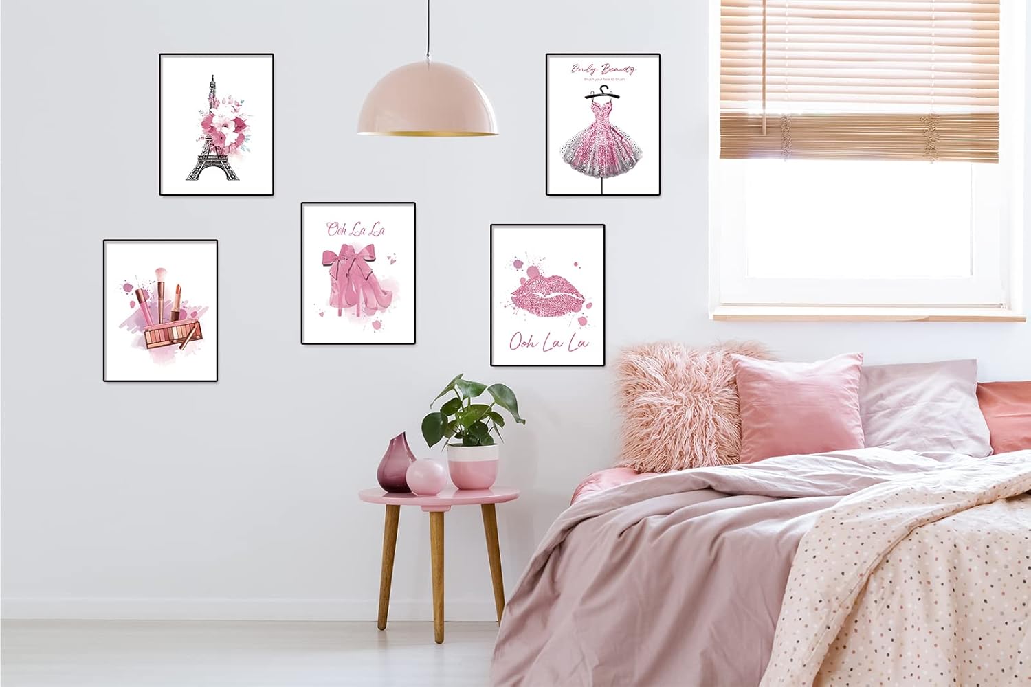 Pink Flower Perfume Fashion Paris Wall Art Prints Set of 9 Unframed L623913