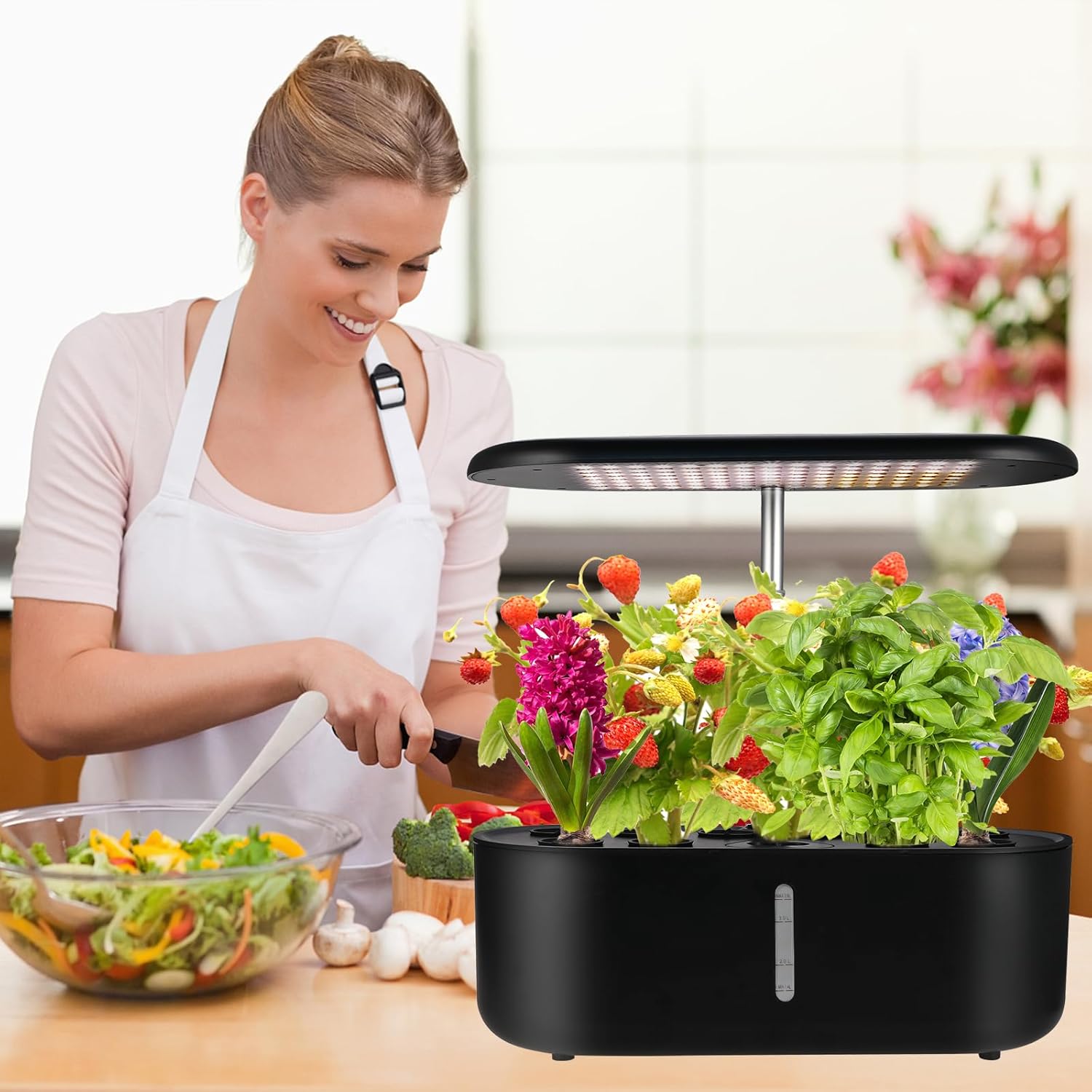 Indoor Herb Garden Kit with LED Grow Light and Water Tank, Hydroponics Growing System F4064
