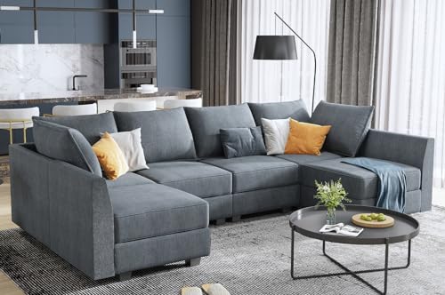 Grey Modular Sectional Sofa with Storage O356