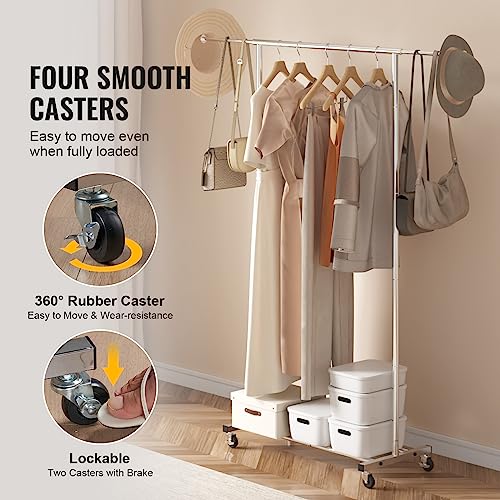 Heavy Duty Double Hanging Rod Clothing Rack with Bottom Storage Area, 600 lbs Load Capacity O751001