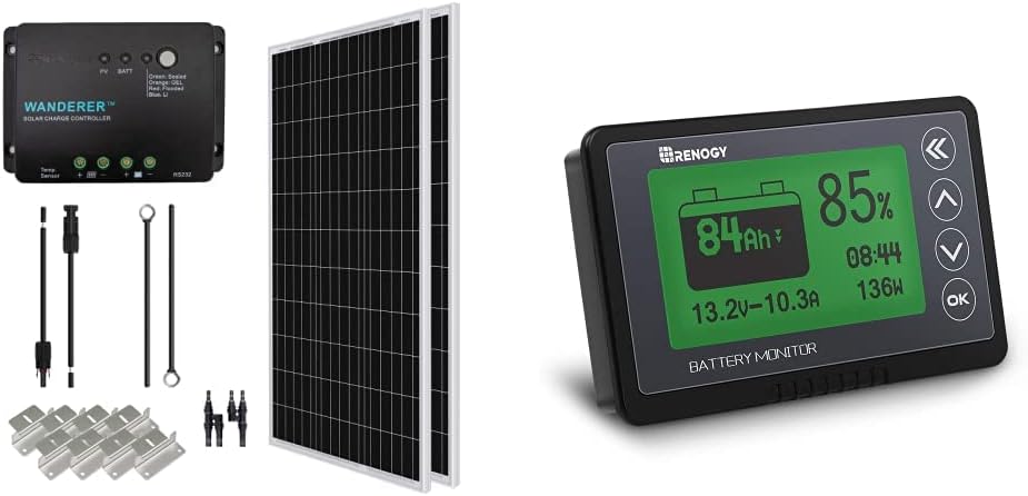 200 Watt 12 Volt Monocrystalline Solar Panel Starter Kit with 2 Pcs 100W Panel and 30A PWM Charge Controller Y869