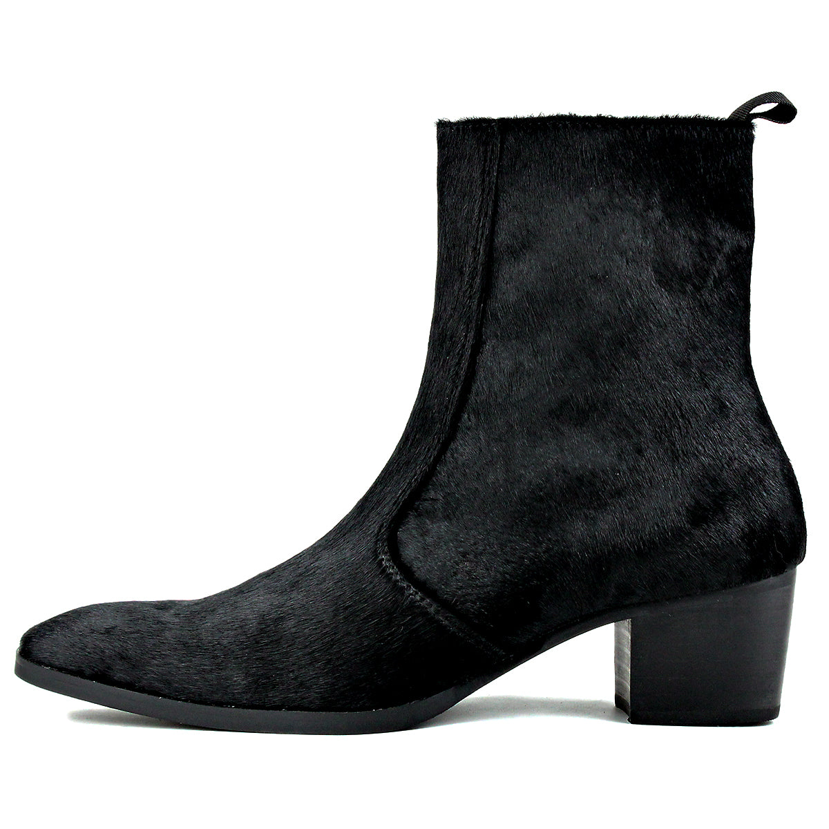 Black Chelsea Pony Hair Leather Boots X776814