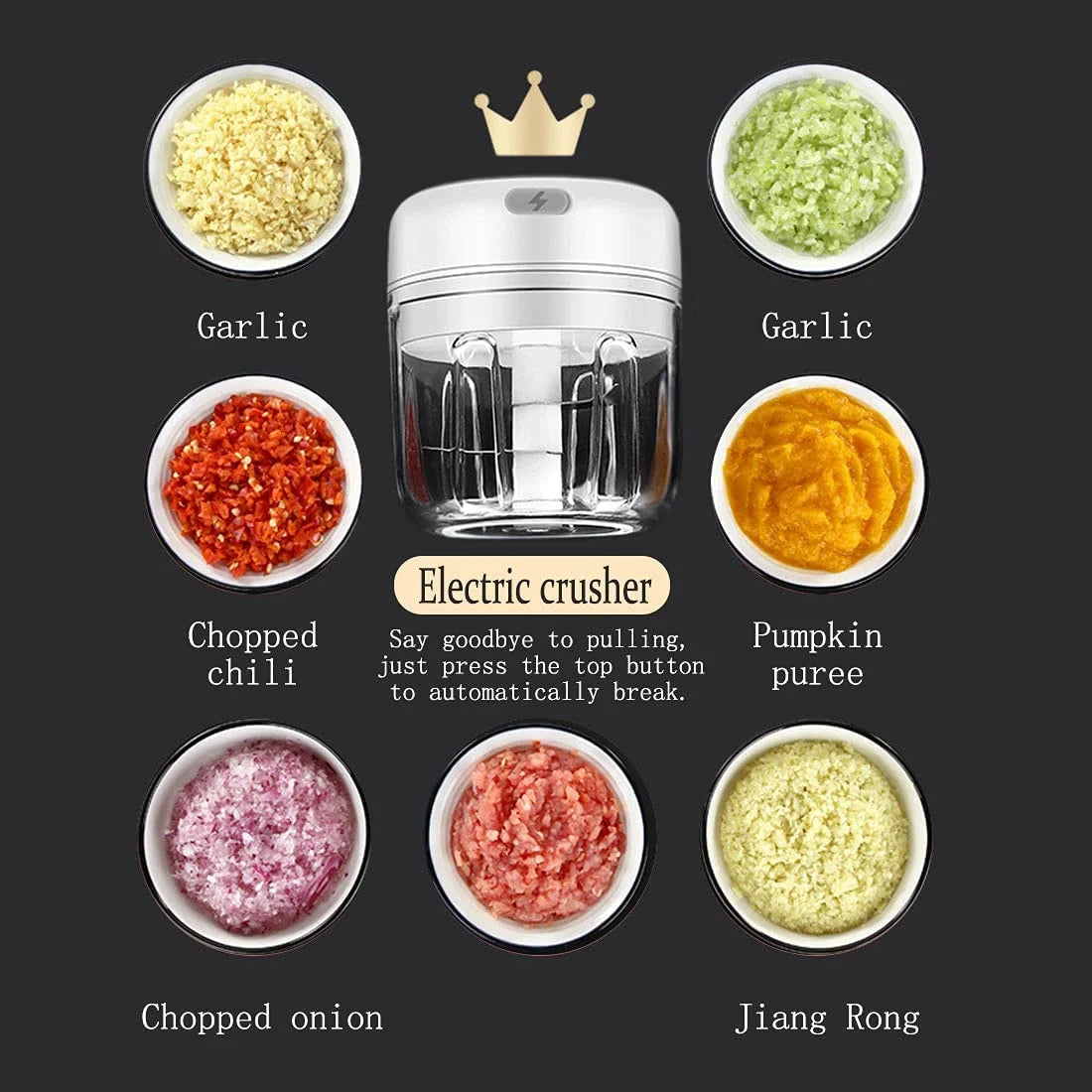 250ml Electric Mini Garlic Chopper Food Processor A300999