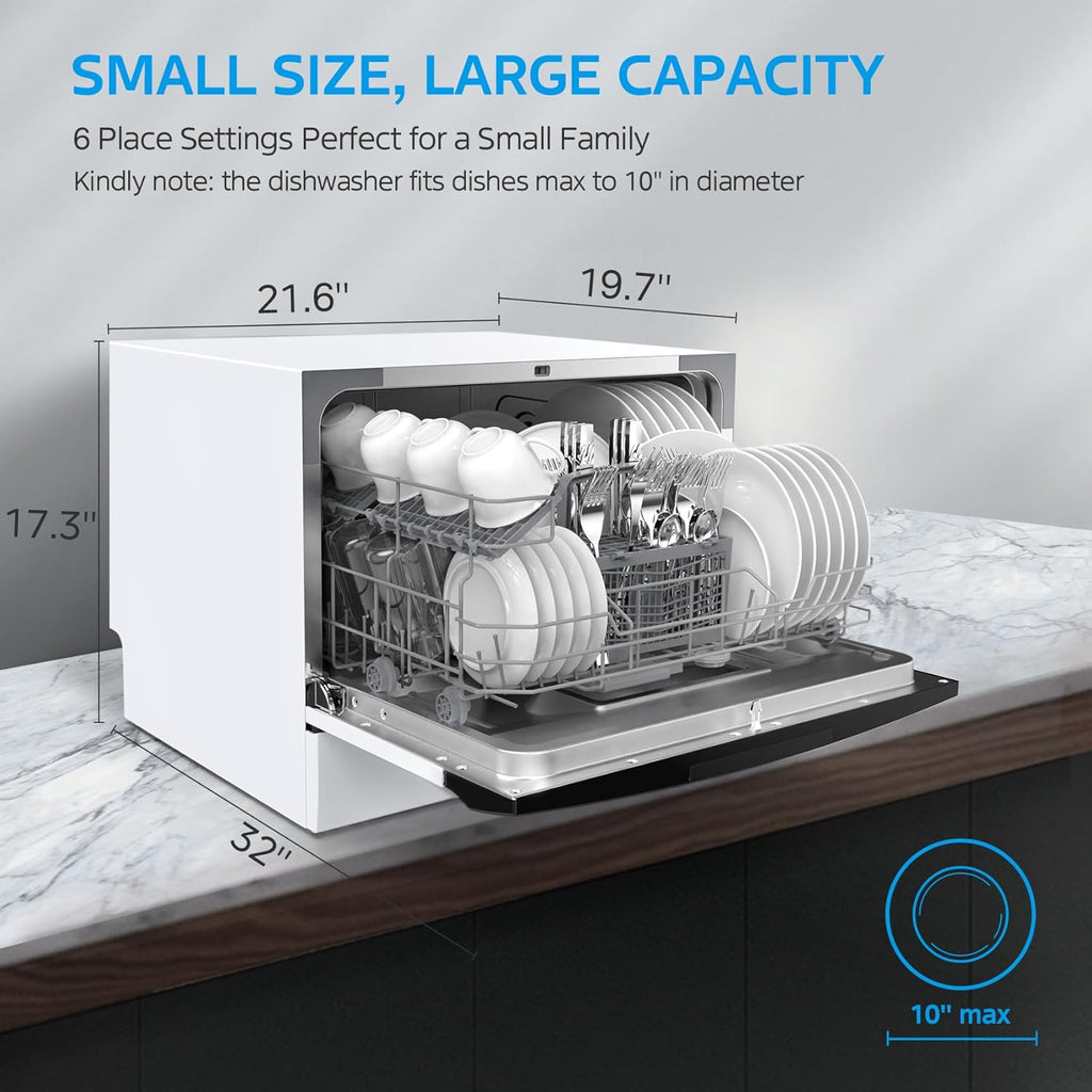 White Portable Dishwasher, 6 Place Settings U781