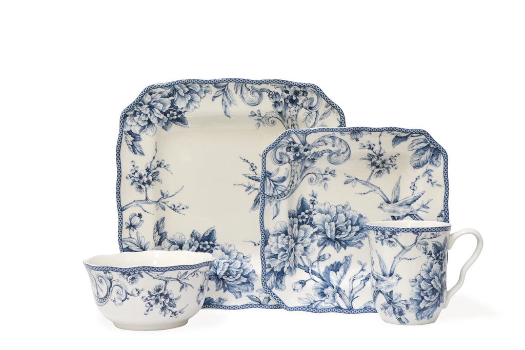 16-piece Porcelain Dinnerware Set, Blue Toile P7243