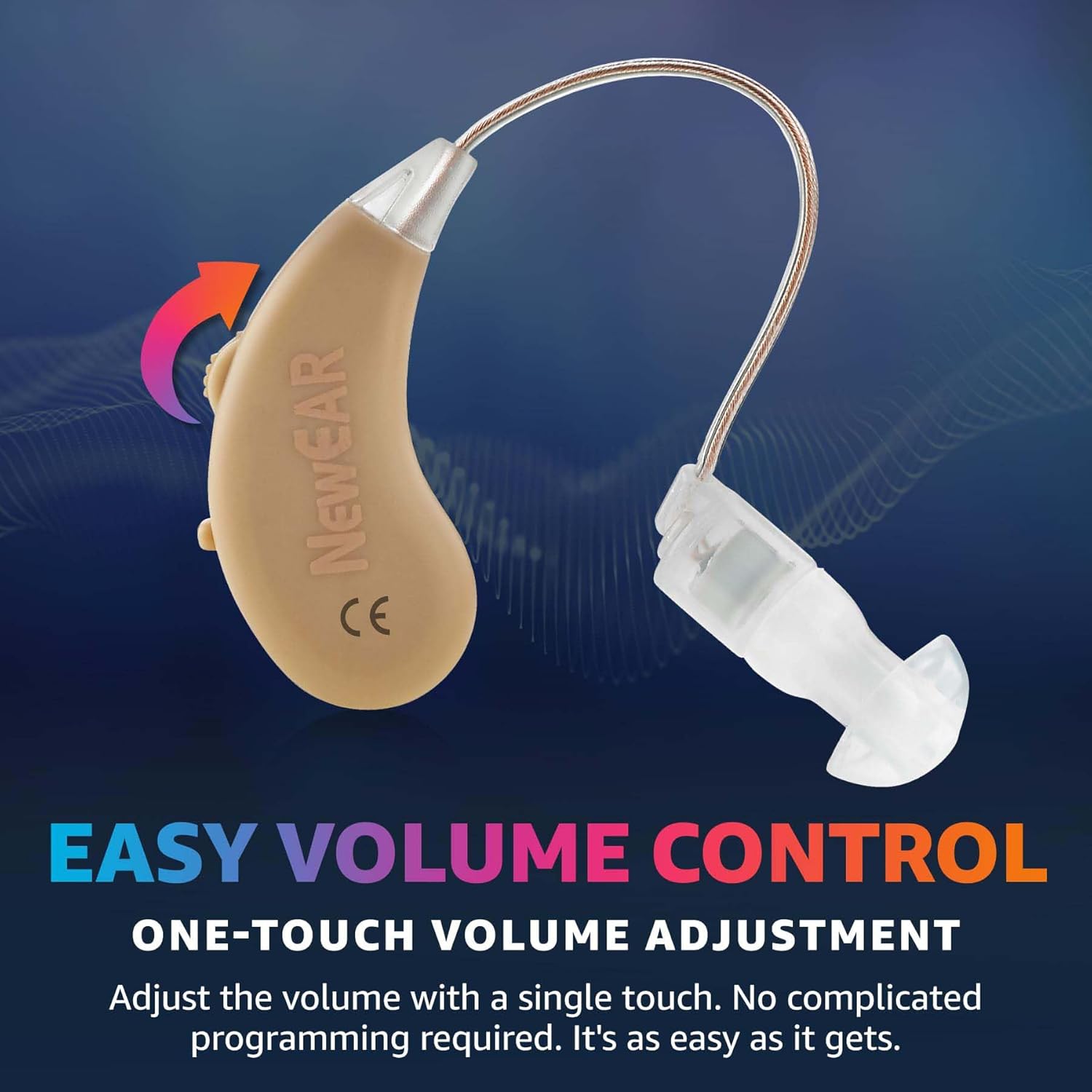 Rechargeable Behind the Ear Digital Hearing Amplifier Pair with USB Charging Dock K39134
