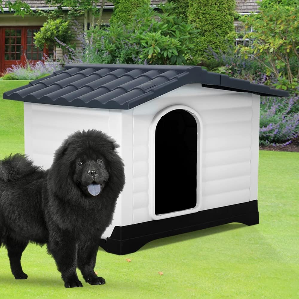 Large Water Resistant Plastic Dog House with Elevated Floor M49803