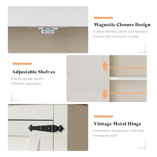 White Tall Kitchen Pantry Storage Cabinet with Adjustable Shelves and Drawer O614