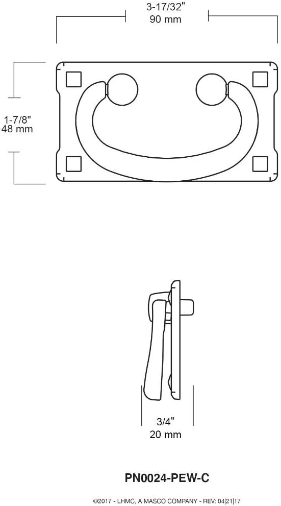 Dark Pewter 3" Fixed Bail Pull T5699