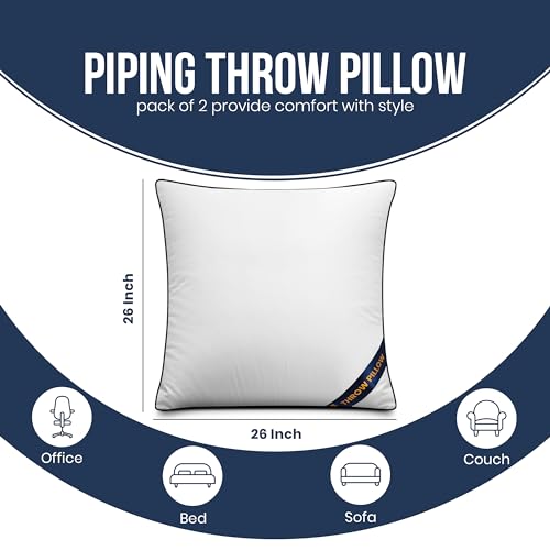 Pack of 2 White 18 x 18 Inches Throw Pillow Inserts I19879