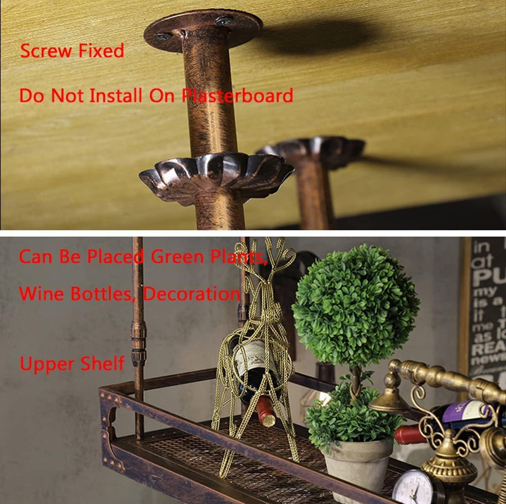 Coppery Bronze Metal Wall-Mounted Wine Glass Rack, 60x35cm T277