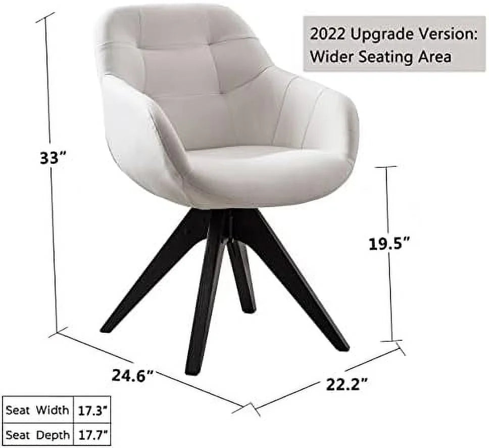Light Grey Fabric Swivel Armchair with Black Oak Wood Legs V62811