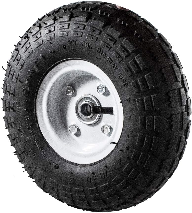 Pneumatic Replacement Wheel for Wheelbarrow 10 Inches Black White Rim O413897