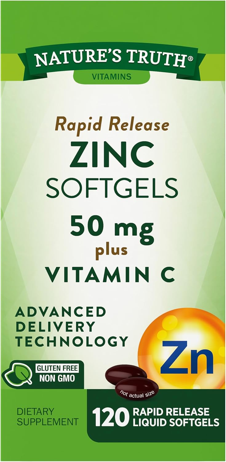Zinc with Vitamin C 50mg 120 Softgels Supplement X6430