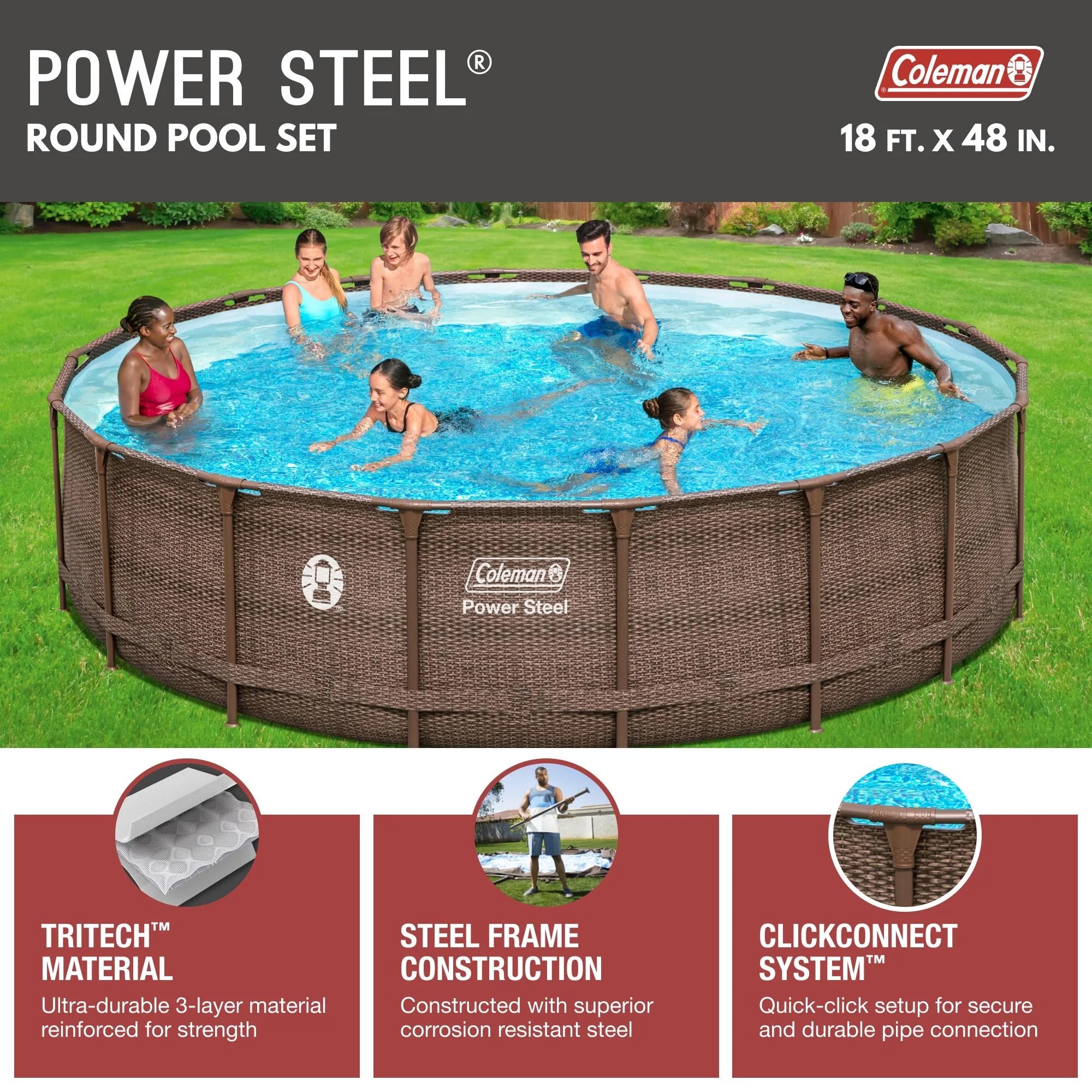 18' x 48" Round Metal Frame Above Ground Pool Set H331108