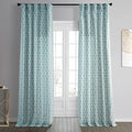 Geometric Printed Cotton Curtains 84 Inches Long (1 Panel) 50W x 84L Honeycomb Aqua Y281