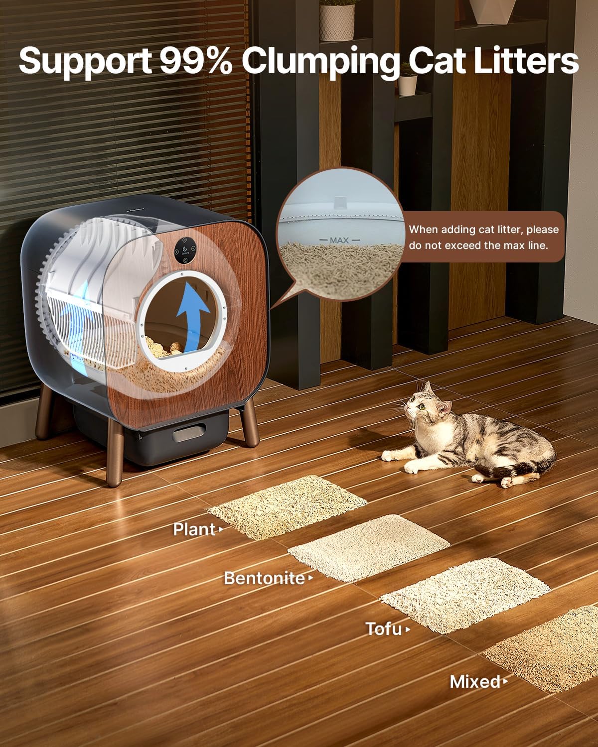Extra Large Self Cleaning Automatic Cat Litter Box with Mat & Liner N2410