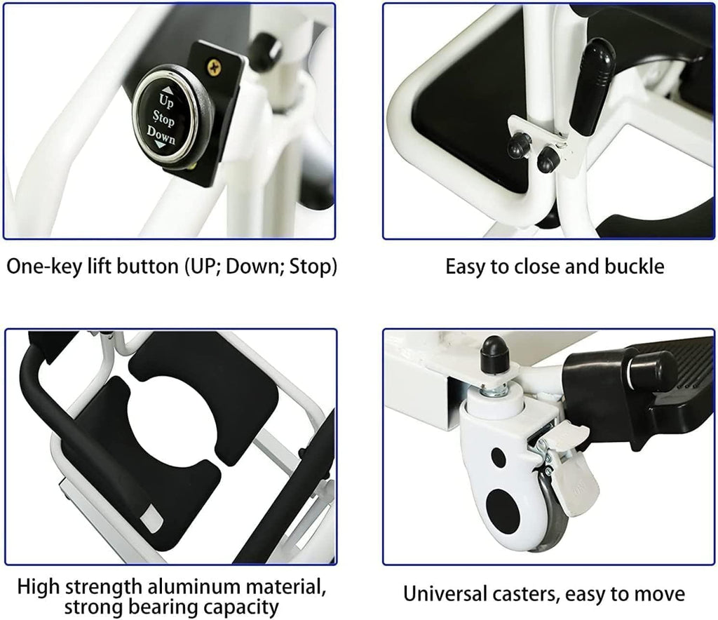Electric Patient Lift Transfer Chair with 180° Split Seat and Bedpan H856456