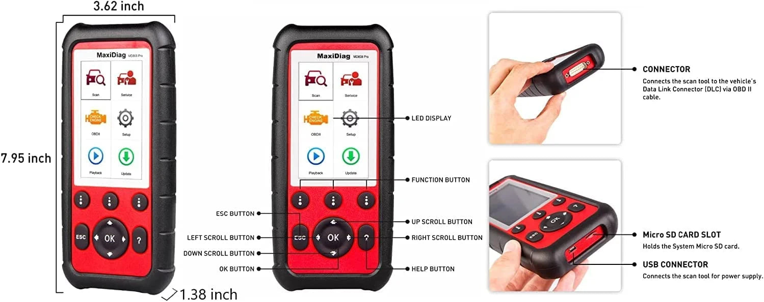 OBD2 Scanner with EPB Oil Reset Battery Registration C17232