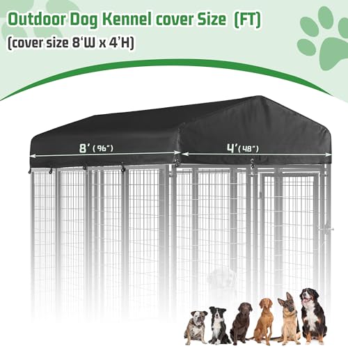 Black 600D Waterproof Oxford Cloth Dog Kennel Replacement Top Cover 10'Dx10'Wx1.4'H G4651