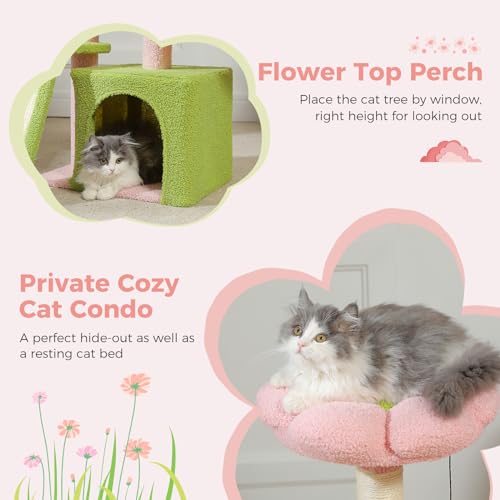 Green 32'' Cat Tree with Sisal Scratching Ramp and Hammock Z137714