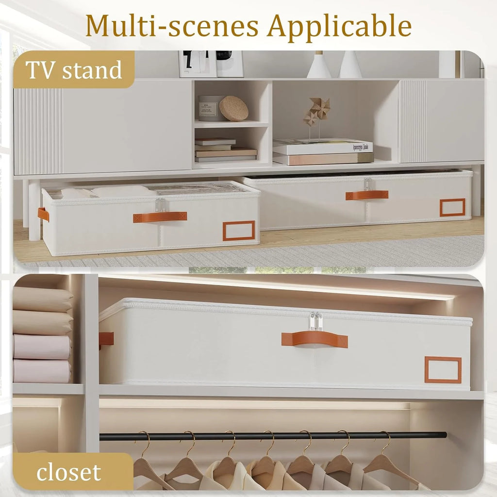 Beige 4 Pack Under Bed Storage Containers with Lids H59306