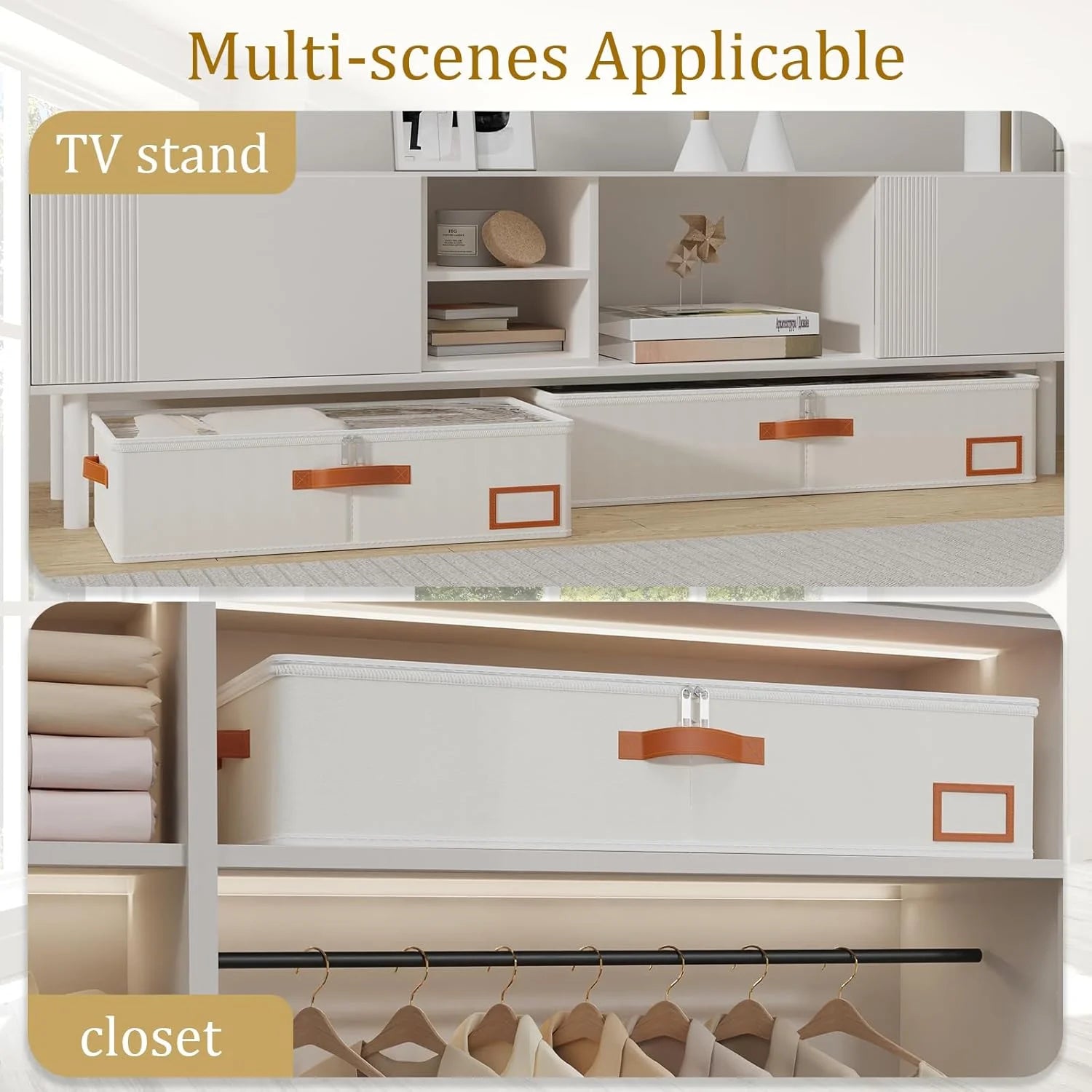 Beige 4 Pack Under Bed Storage Containers with Lids H59306