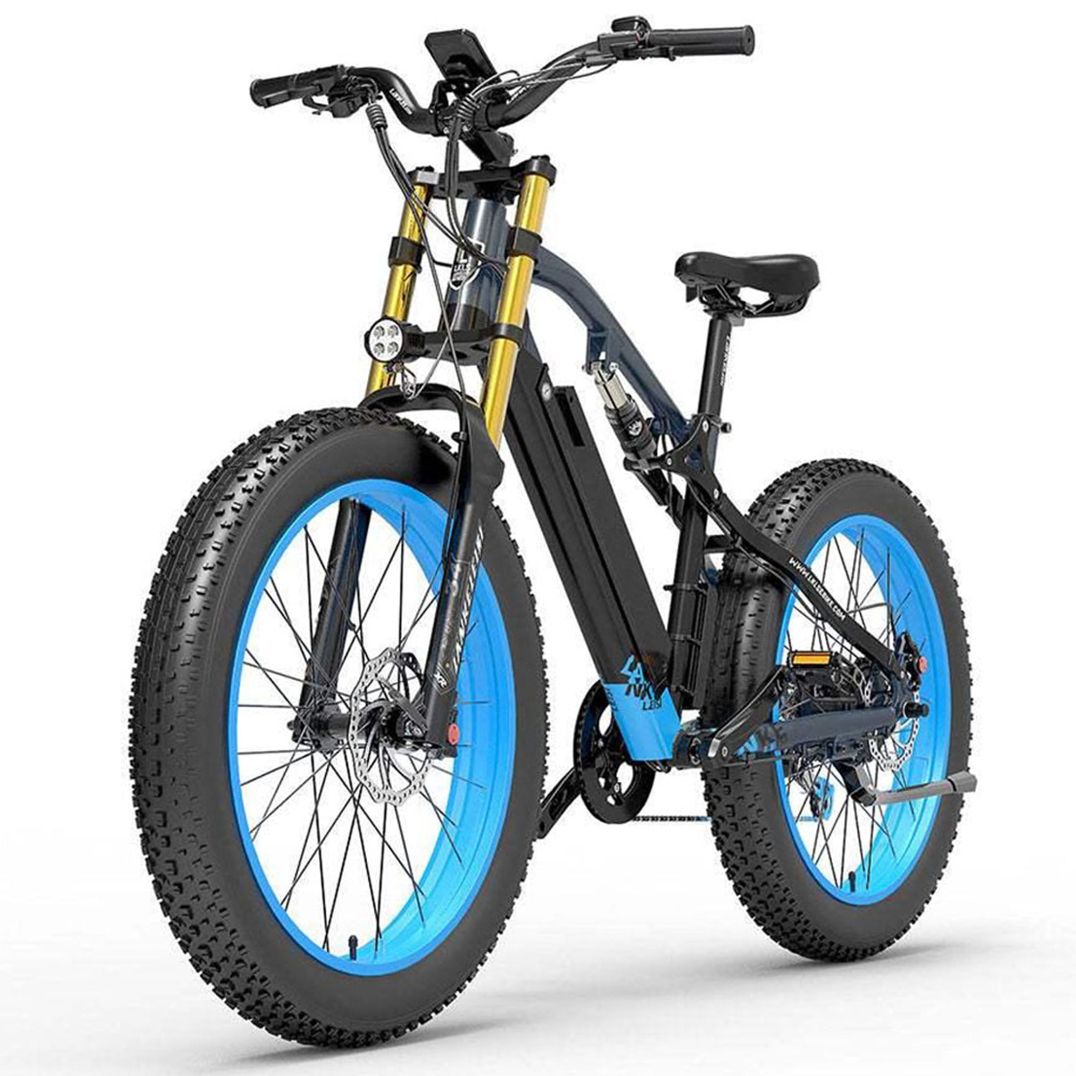 Blue 26 Inch Fat Tire Electric Bike 1000W 48V 7 Speed Mountain Bike M857695