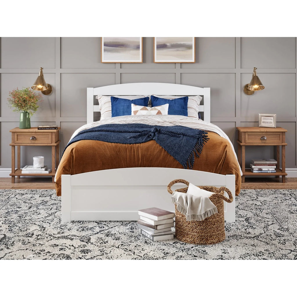 White Queen Solid Wood Platform Bed K2126