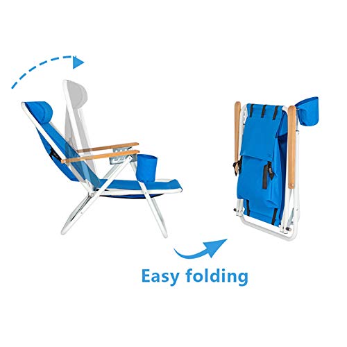 Blue Folding Beach Chair with Cup Holder O9892