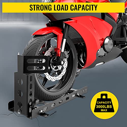 Motorcycle Front Tire Chock, 3000 lbs Weight Capacity, High-Grade Steel Wheel Trailer Stand G822