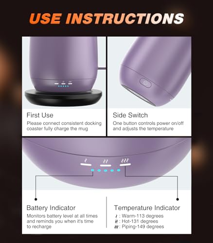 16oz Self Heating Coffee Mug with Temperature Control U27476