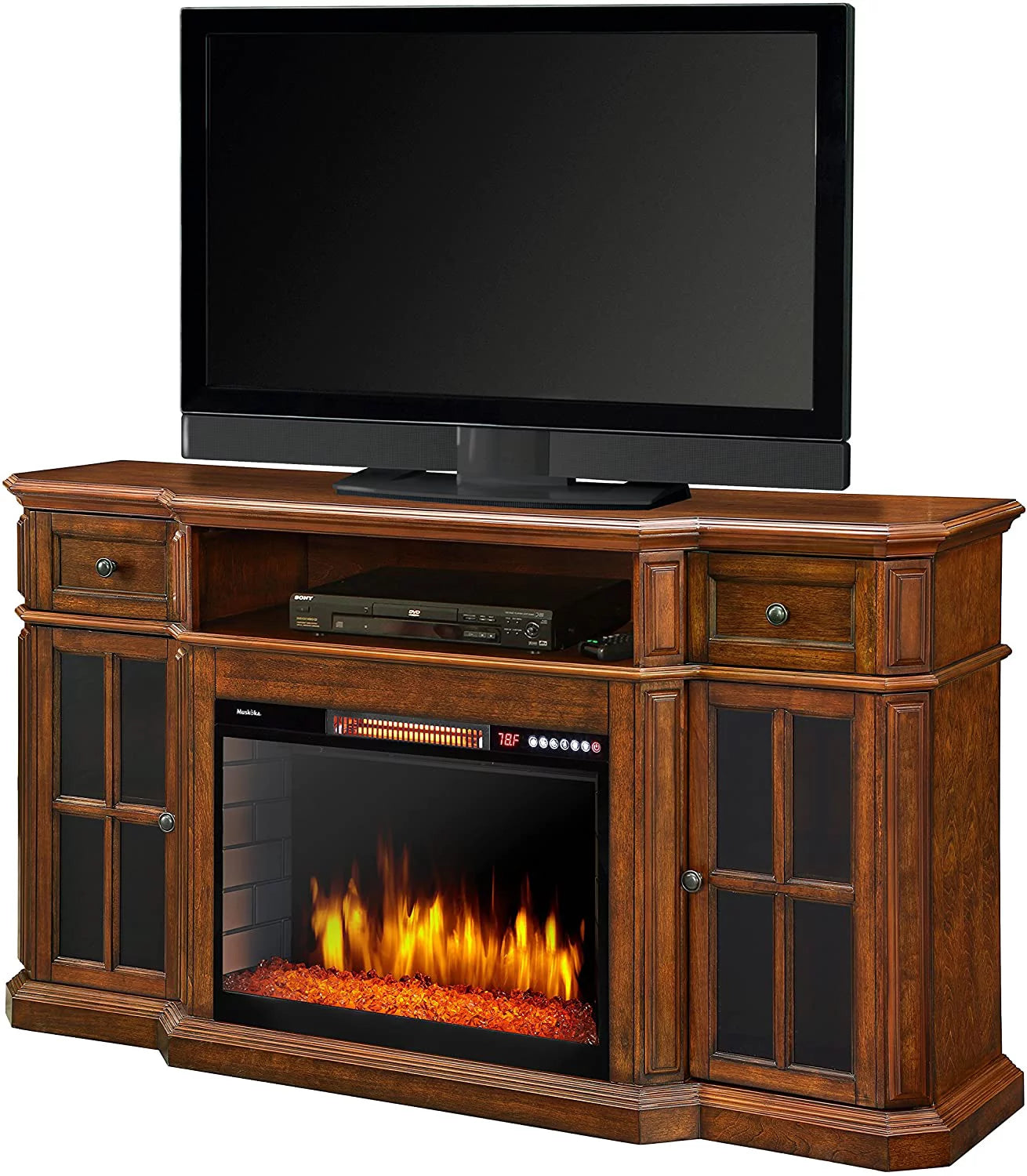 Aged Cherry Electric Fireplace TV Stand J9314