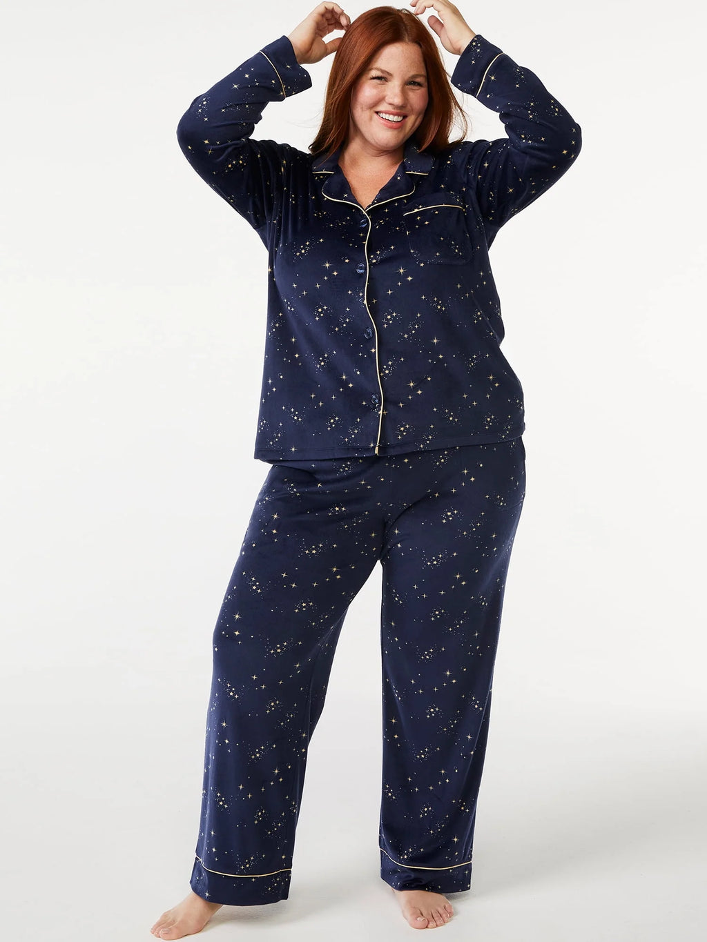Velour Knit Pajama Set, 2-Piece O871244