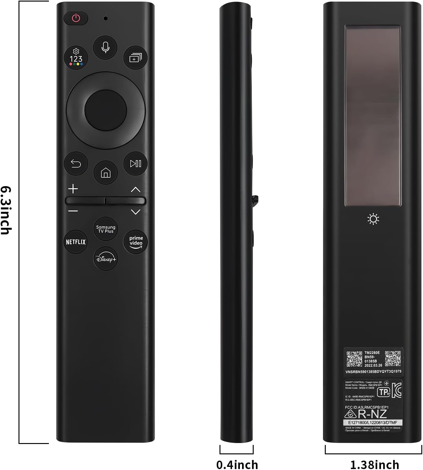 Black Solar Voice Remote Control for Samsung TV P8528