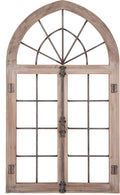 Distressed Gray Arched Cathedral Window Frame Wall Décor J758