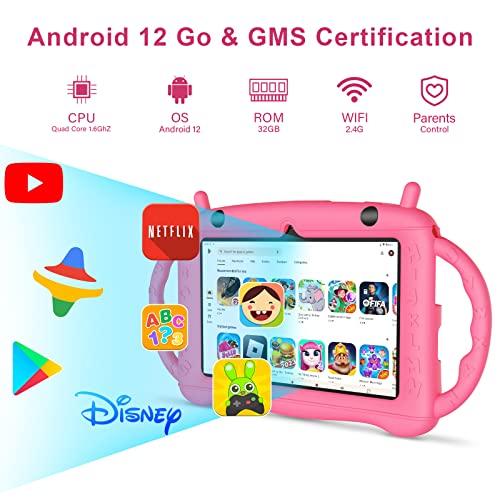 7 inch Android 12 Kids Tablet with 32GB and Drop-Proof Case F99555
