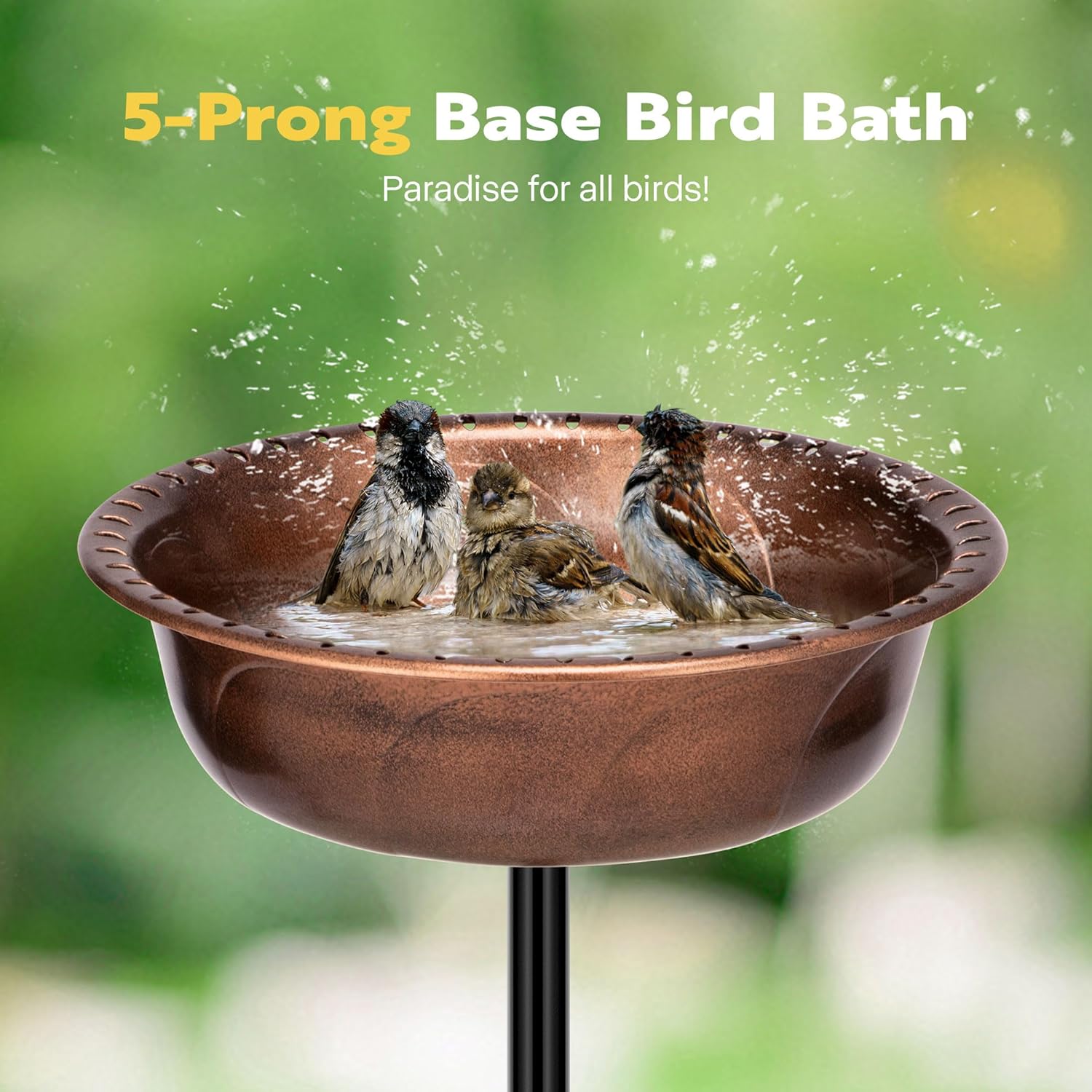 29 Inch Polyresin Bird Bath Bowl with Metal Stake T851
