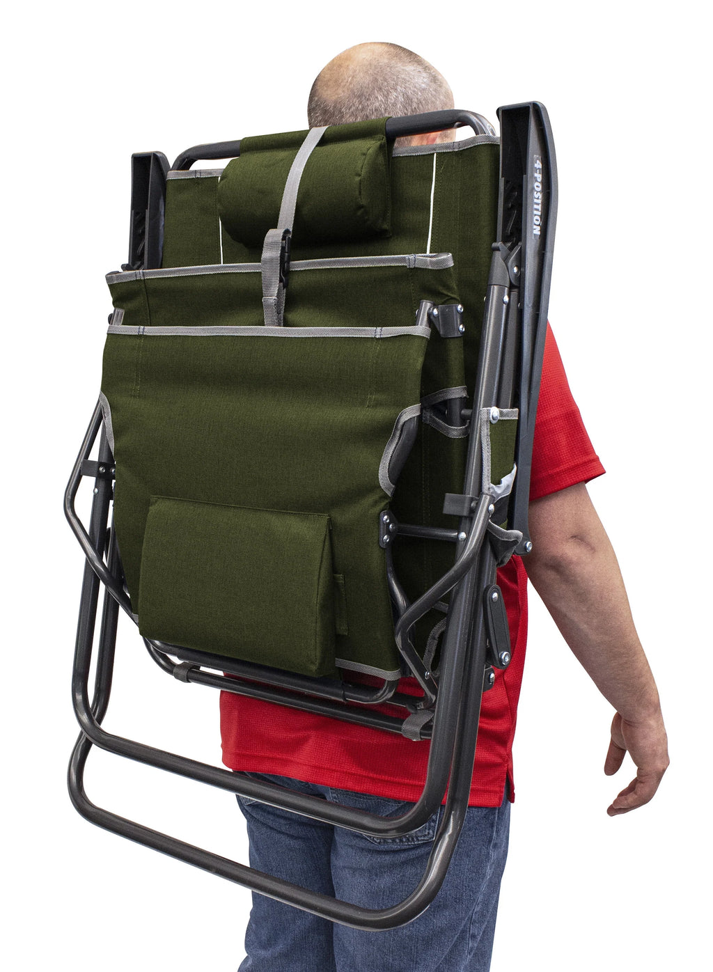 Adjustable Folding Recliner Camping Chair, Heathered Loden N306