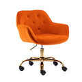 Dark Orange Velvet Adjustable Swivel Desk Chair with Wheels T454596