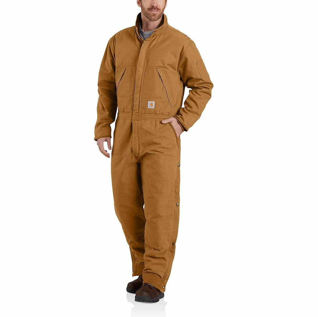 Brown Loose Fit Washed Duck Insulated Coverall U24110