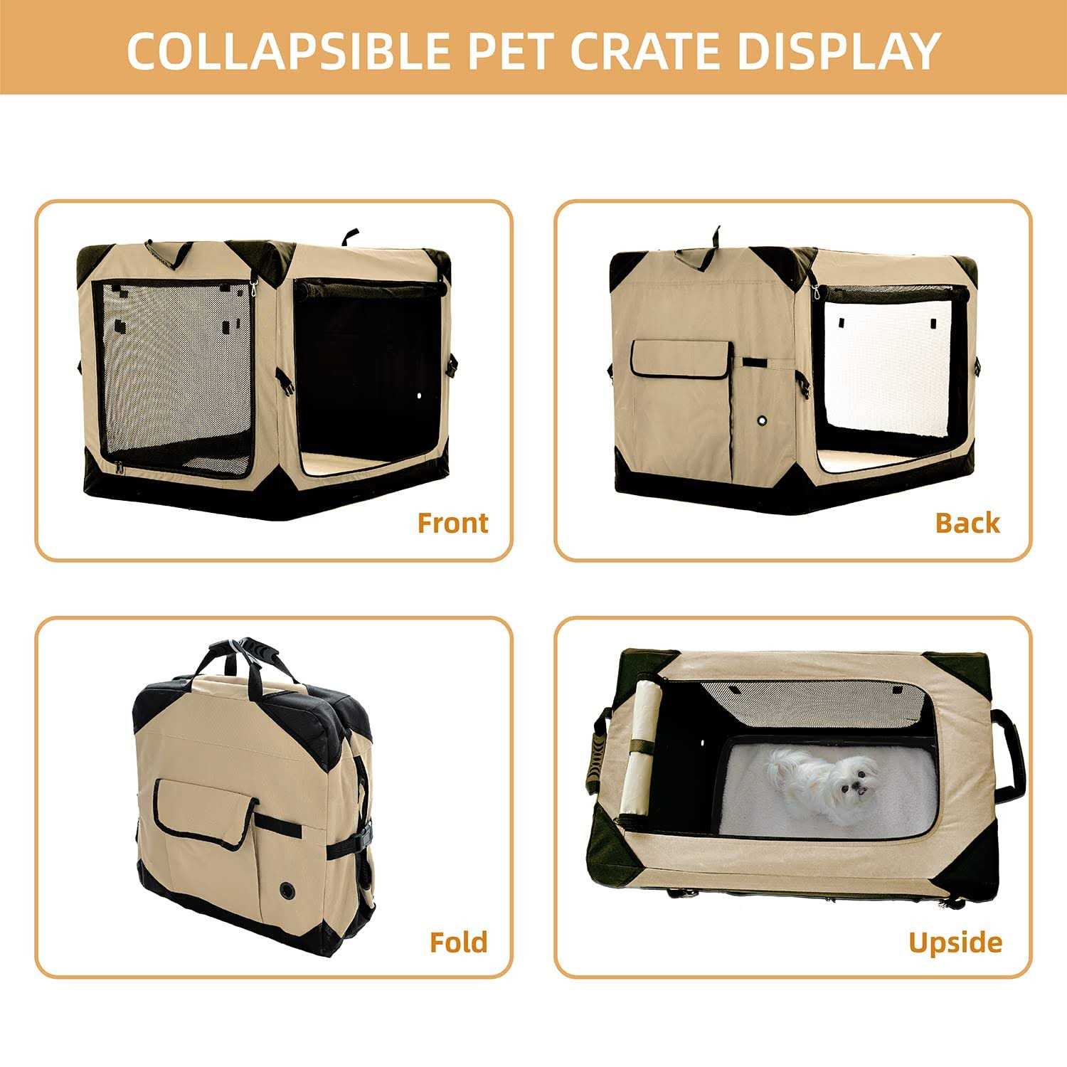 Collapsible Dog Crate with Chew Proof Mesh Windows M873