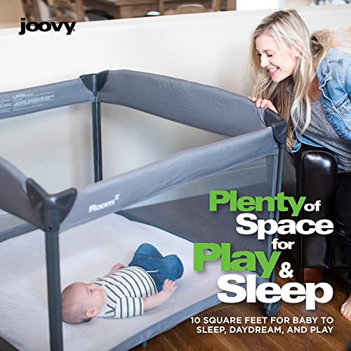 Large Portable Playpen with Mesh Windows and Waterproof Mattress Sheet (Charcoal) D3253