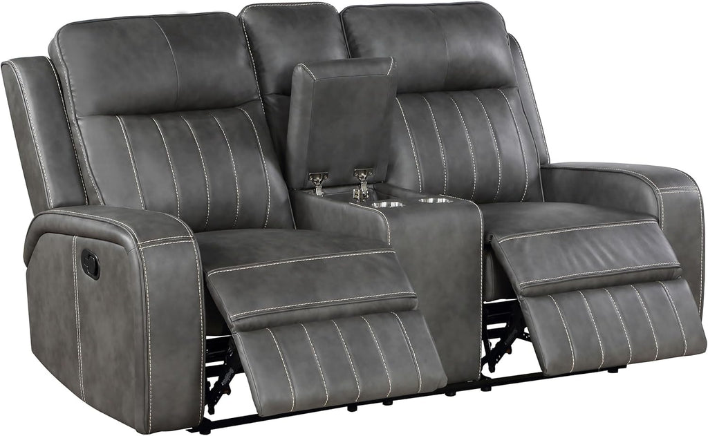 3-Piece Upholstered Motion Reclining Sofa Set Grey S4353