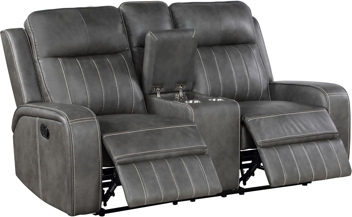 3-Piece Upholstered Motion Reclining Sofa Set Grey S4353
