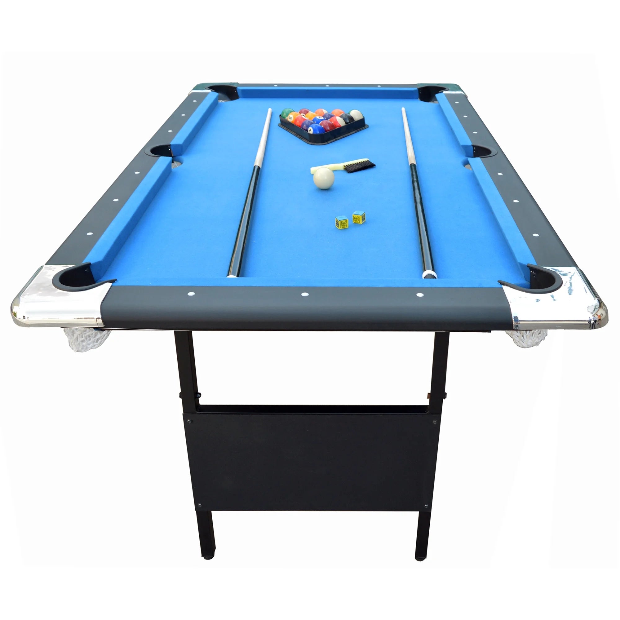 Portable Folding 6 ft. Pool Table, Blue Felt O95814