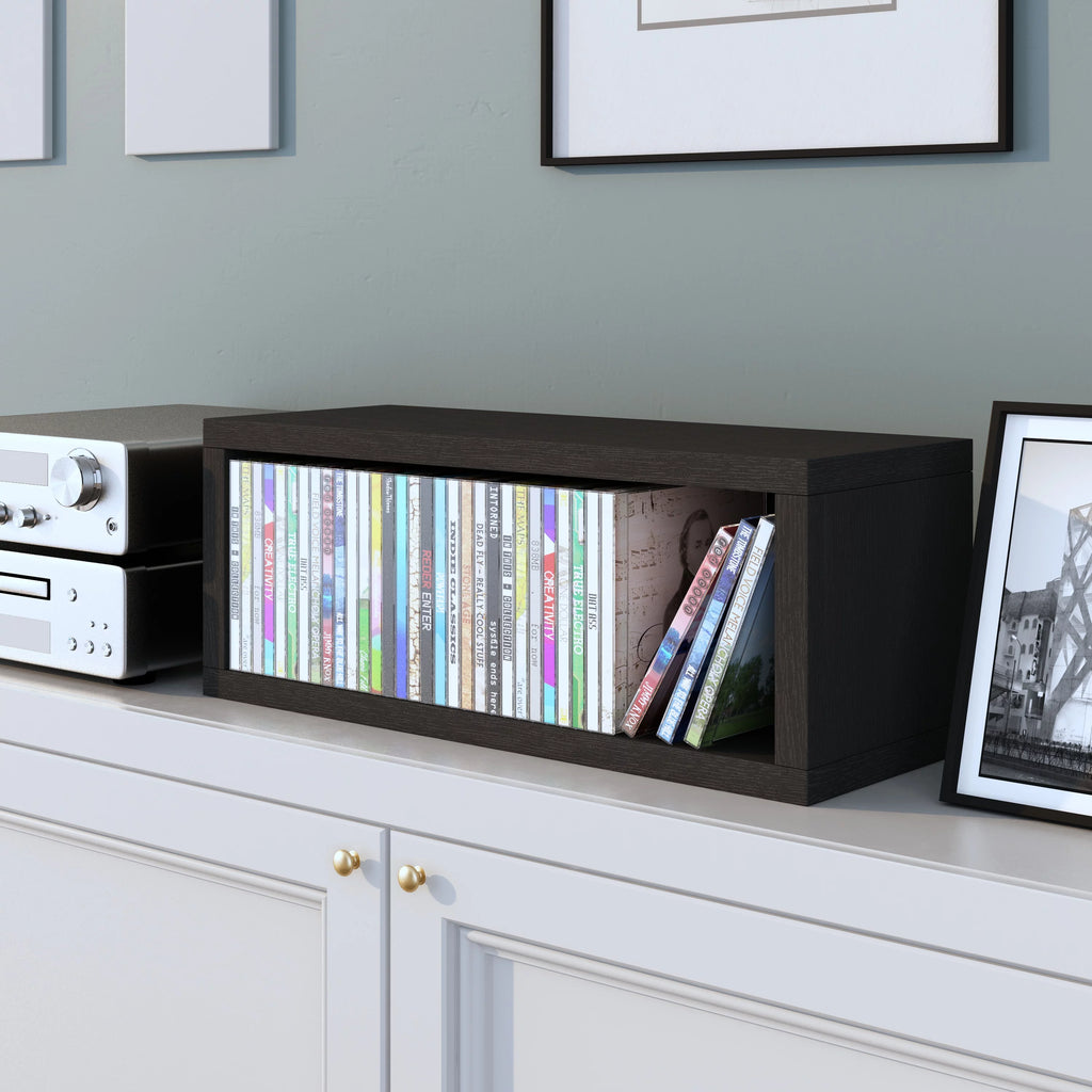 Black Stackable Media Storage CD Rack N968950