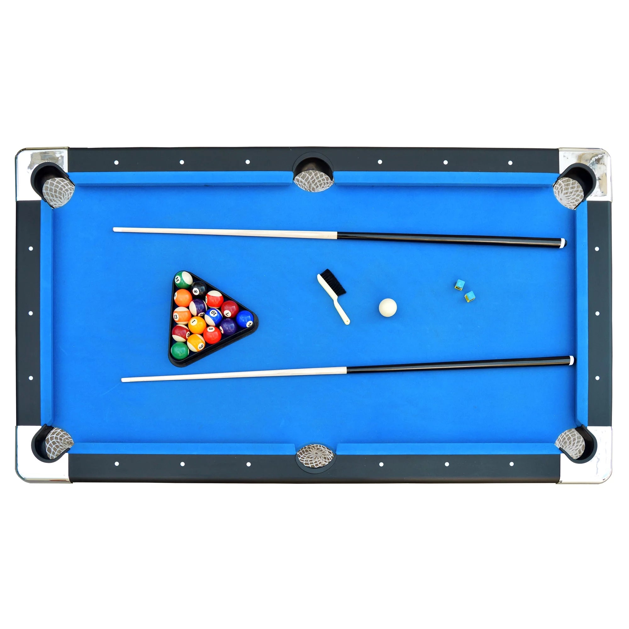 Portable Folding 6 ft. Pool Table, Blue Felt O95814