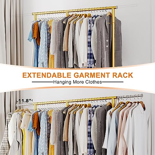 Gold Rolling Heavy Duty Clothes Rack with Wheels 17.7" D x 69.1" W x 71.9" H N184764