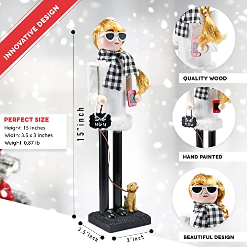 White and Black Wooden Nutcracker Woman 15" T199